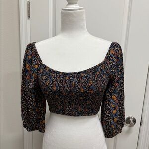 Floral Smocked Crop Top